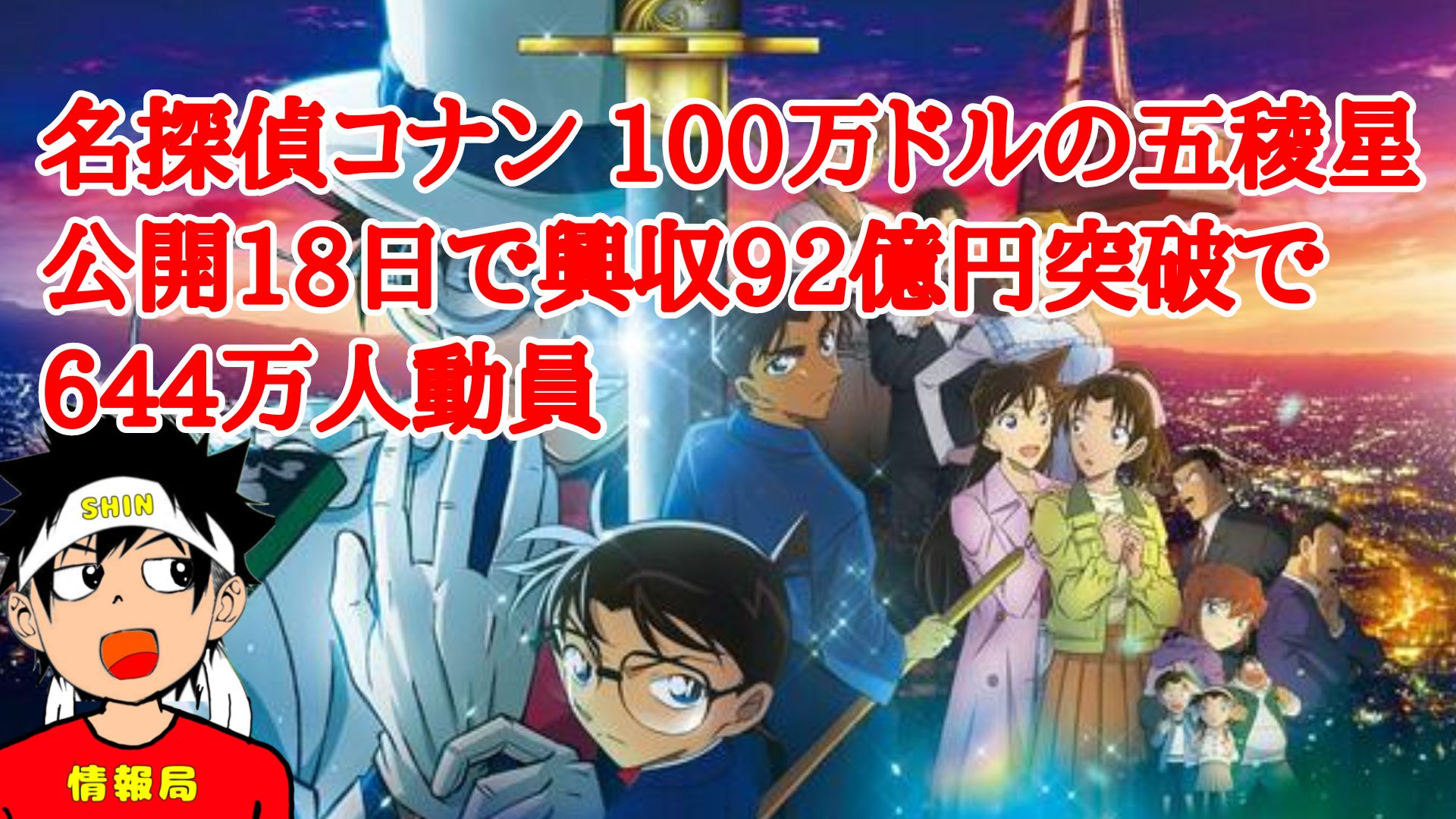 【名探偵コナン 100万ドルの五稜星】公開18日で興収92億円突破・　644万人動員の大記録